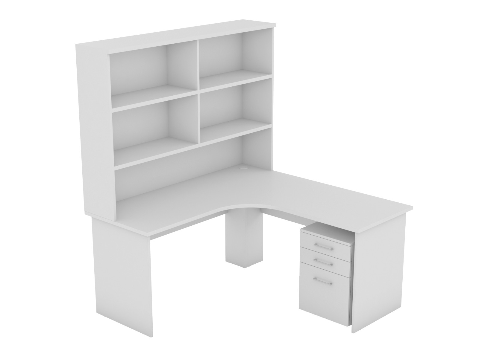 Eko Corner Desk - with Bookshelf Hutch - Pedestal